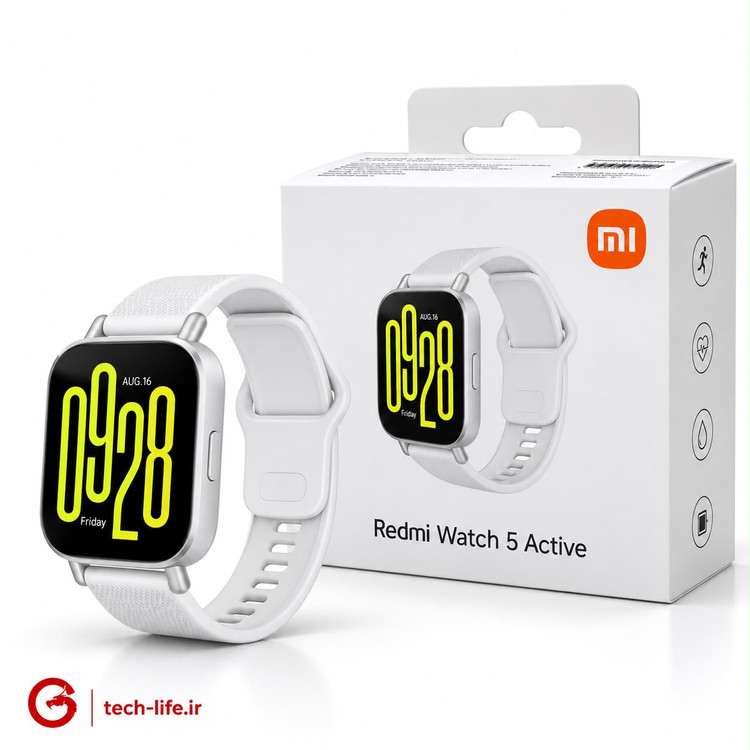ساعت هوشمند شیائومی مدل Redmi Watch 5 Active با بدنه فلزی و ضد آب